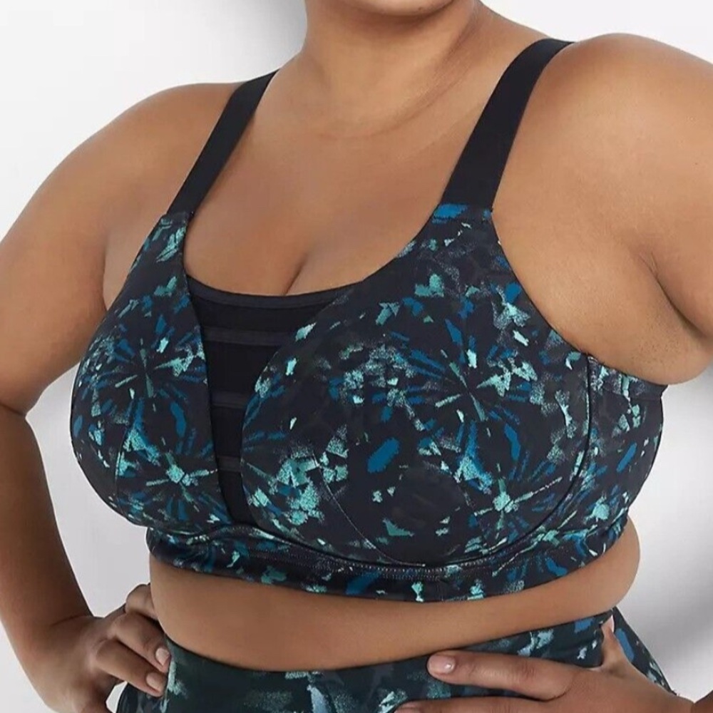 Lane Bryant LIVI SPORTS Bra NO WIRE Full Support BLUE 44DDD
